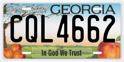 GA license plate CQL4662