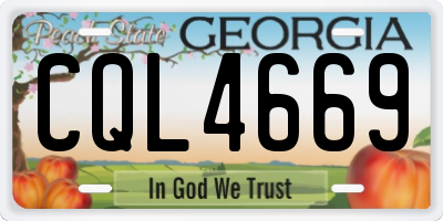 GA license plate CQL4669