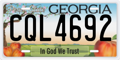 GA license plate CQL4692