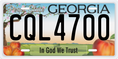 GA license plate CQL4700