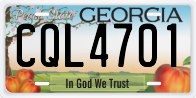 GA license plate CQL4701