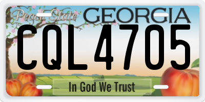 GA license plate CQL4705