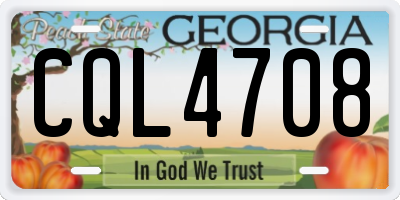 GA license plate CQL4708
