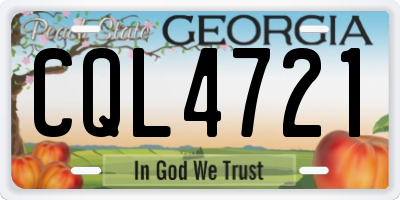 GA license plate CQL4721