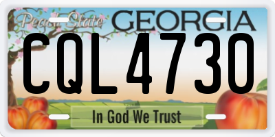 GA license plate CQL4730