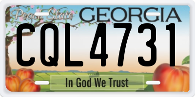 GA license plate CQL4731