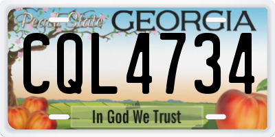 GA license plate CQL4734