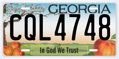GA license plate CQL4748