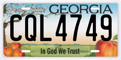 GA license plate CQL4749