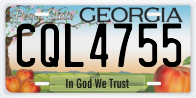GA license plate CQL4755