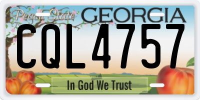 GA license plate CQL4757