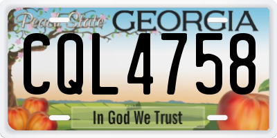 GA license plate CQL4758