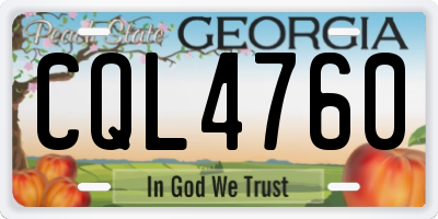 GA license plate CQL4760