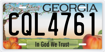 GA license plate CQL4761