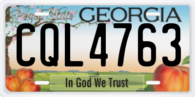 GA license plate CQL4763