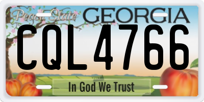 GA license plate CQL4766