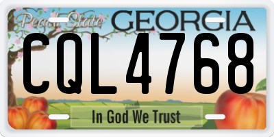 GA license plate CQL4768