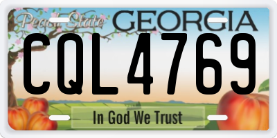 GA license plate CQL4769