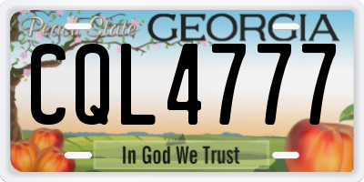 GA license plate CQL4777