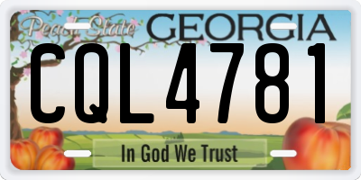 GA license plate CQL4781