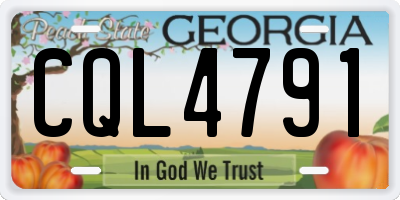 GA license plate CQL4791