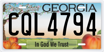 GA license plate CQL4794