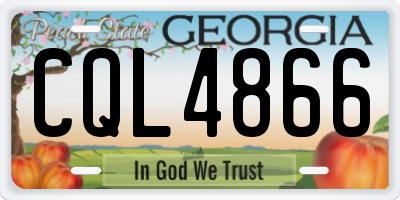 GA license plate CQL4866