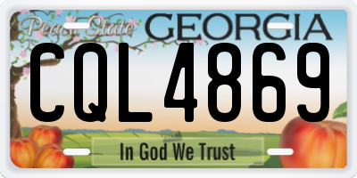 GA license plate CQL4869