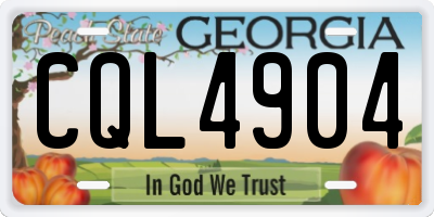 GA license plate CQL4904