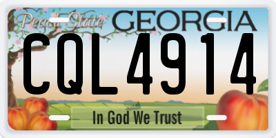 GA license plate CQL4914