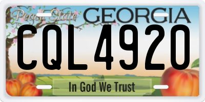 GA license plate CQL4920