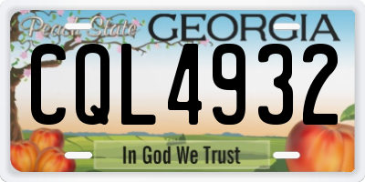GA license plate CQL4932