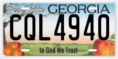 GA license plate CQL4940