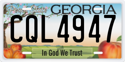 GA license plate CQL4947