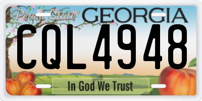 GA license plate CQL4948