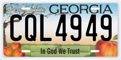 GA license plate CQL4949