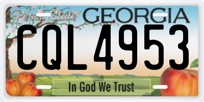 GA license plate CQL4953