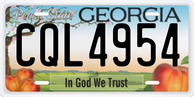 GA license plate CQL4954