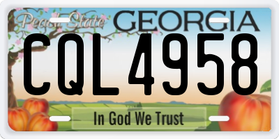 GA license plate CQL4958