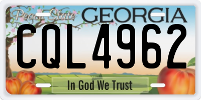 GA license plate CQL4962
