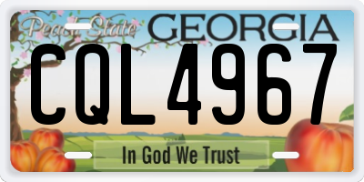 GA license plate CQL4967
