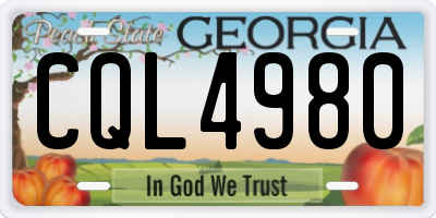 GA license plate CQL4980