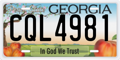 GA license plate CQL4981