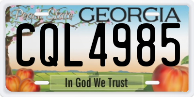 GA license plate CQL4985