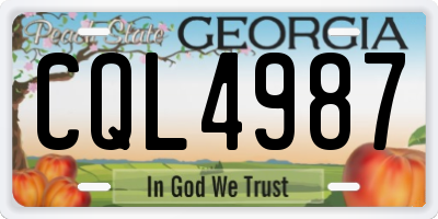 GA license plate CQL4987
