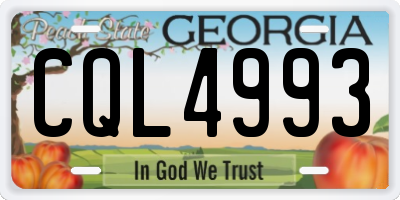 GA license plate CQL4993