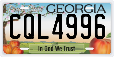 GA license plate CQL4996