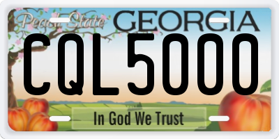 GA license plate CQL5000