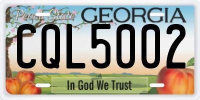 GA license plate CQL5002