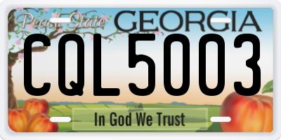 GA license plate CQL5003